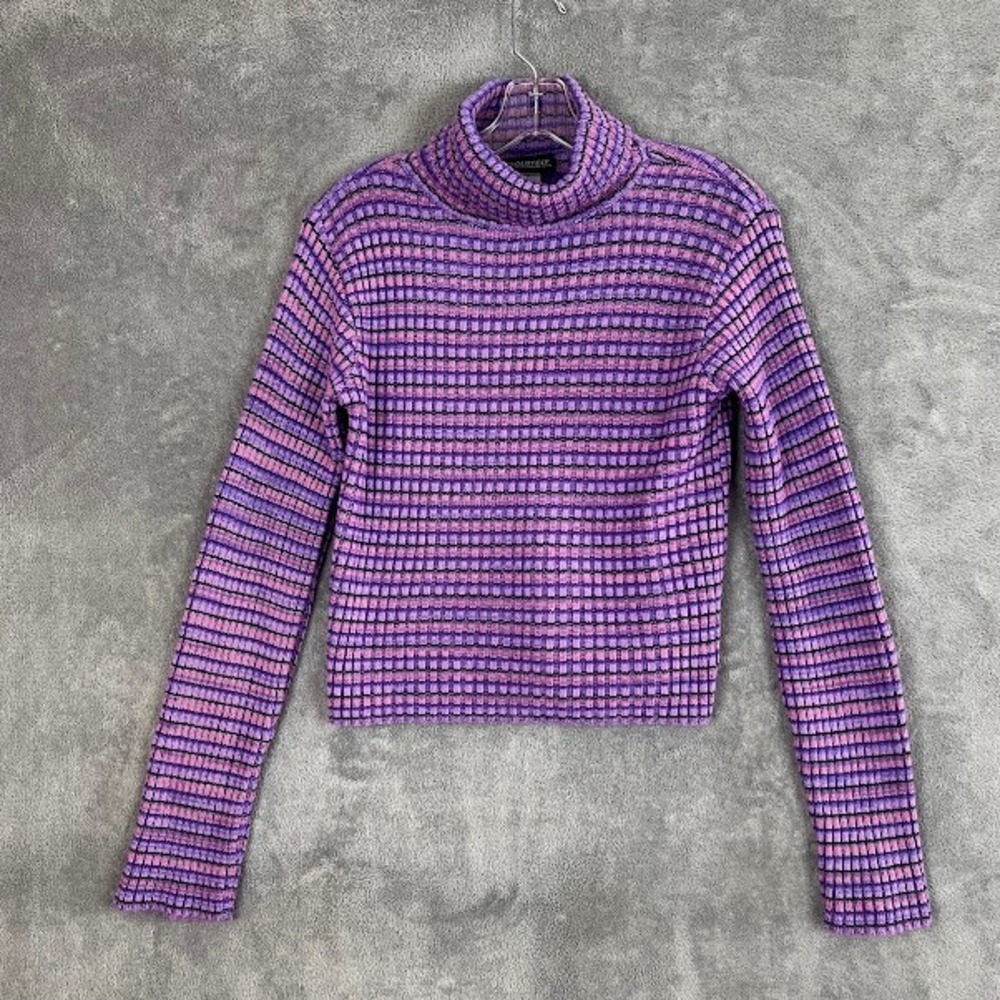 Vintage Y2K Turtleneck Sweater Womens S 70s Style Retro Chunky Artsy Cropped